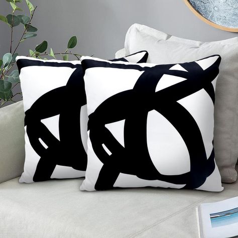 Black And White Living Room Decor, Boho Pillow Covers, Black And White Living Room, Black And White Pillows, Custom Pillow Covers, Black Pillows, Black And White Decor, Sofa Couch Bed, Velvet Pillow Covers