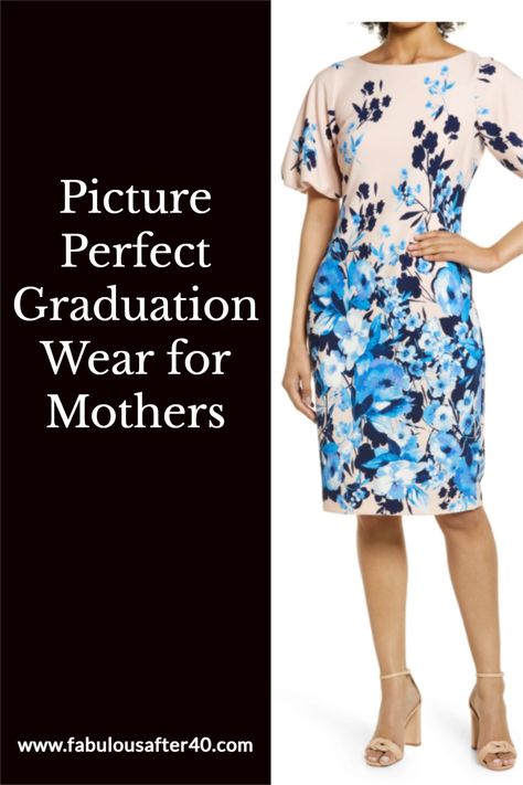 Here’s how to look camera-ready in graduation wear for mothers. #fashionover40 #graduationdress #summerdress Graduation Dress Ideas For Mom, Mom Outfits Graduation, High School Graduation Dress For Mom, What To Wear To Sons Graduation, Parent Graduation Outfit Mom Classy, Mom Graduation Outfit Mothers, College Graduation Outfits For Mothers, What To Wear To A Graduation As A Parent, Mom Dress For Graduation