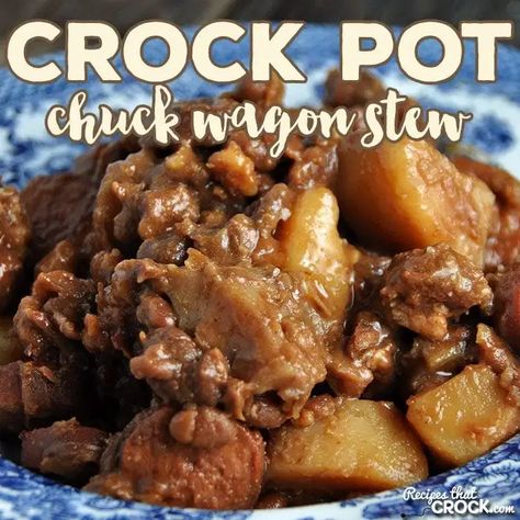 Delicious. Hearty. Easy. That is exactly what this amazing Crock Pot Chuck Wagon Stew is! It is sure to be an instant family favorite! Savory Beef Stew, Cheesy Potatoes Crock Pot, Sausage Crockpot, Instant Family, Crockpot Recipes Beef Stew, Crockpot Stew, Beef Stew Crockpot, Pot Beef Stew, Chuck Wagon