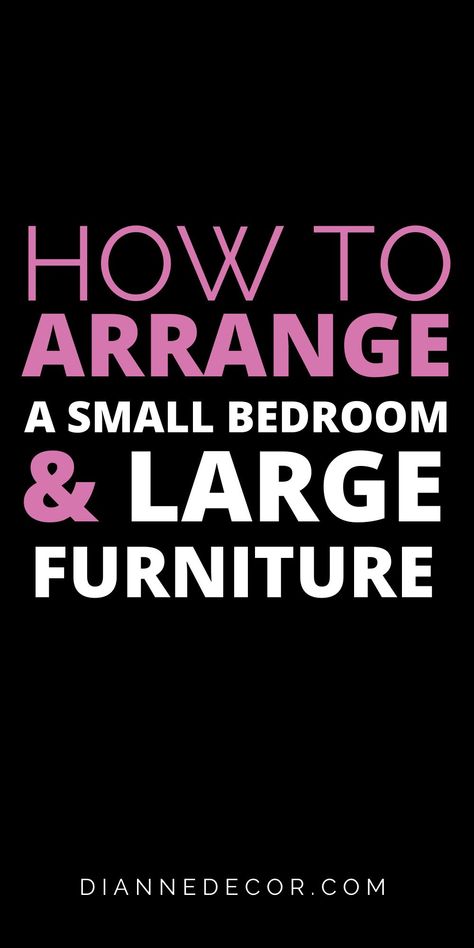 Arranging a small bedroom with large furniture requires you to have a few clever design tricks up your sleeve. Since this is a situation that you will likely encounter within your lifetime, it's good to know how to approach this design challenge when you're faced with it. In this post, we'll talk about 6 tips for arranging a small bedroom with large furniture. #bedroomdecor #smallbedroomdesign #smallbedroom Big Furniture Small Bedroom, Arranging Furniture In Small Bedroom, How To Arrange Bedroom Furniture, Bed Placement, Arranging Bedroom Furniture, Arranging Furniture, Tiny Bedroom Design, Huge Bed, Small Bedroom Layout