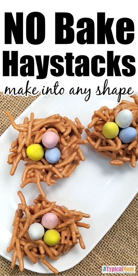 These delightful butterscotch haystack desserts are the perfect springtime treat! They make the cutest little Easter nests too, with the chocolate eggs nestled inside a crunchy peanut butter base. Best of all, they're incredibly easy to make - even the kids can get involved! You're going to love this delicious no-bake dessert. Butterscotch Haystacks, Easter Egg Candy, Easy Easter Desserts, Easter Nests, Easter Snacks, Easter Desserts Recipes, Kid Desserts, Eat Cookies, Easter Desserts