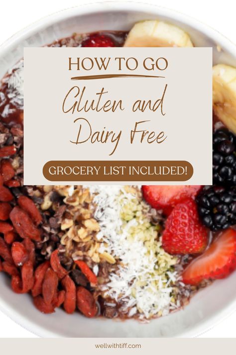 Looking for a guide to show you what you need to know to go gluten and dairy free? You'll want to pin this post and save it for later! Grocery list included! Gluten free dairy free | Healthy eating | Gluten free dinner ideas Dairy Free Grocery List, Dairy Free Diet Plan, Gluten Free Dairy Free Recipes Dinner, Gluten Free Shopping List, Gluten Free Dairy Free Dinner, Gluten Free Grocery List, Gluten Free Food List, Gluten Free Dinner Ideas, Dairy Free Lunch