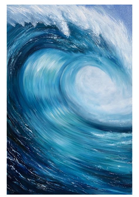 Beach Wave Painting, Ocean Painting Ideas, Sea Waves Painting, Ocean Wave Drawing, Sea Wave Painting, Painted Waves, Wave Paintings, Ocean Wave Art, Sea Oil Painting