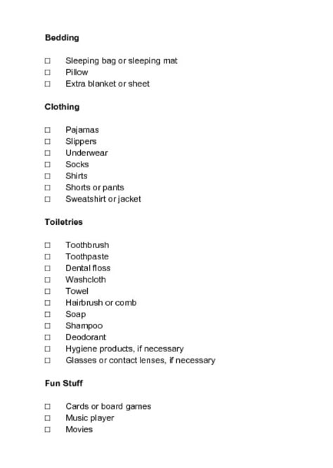 Sleepover Checklist Checklist For Sleepover, Sleepover Needs List, What To Pack For A Birthday Sleepover, Packing List For Sleepover Friends, How To Pack For A Sleepover, Sleepover Packing Checklist, Sleep Over Checklist, What To Pack For A One Night Sleepover, School Sleepover Ideas