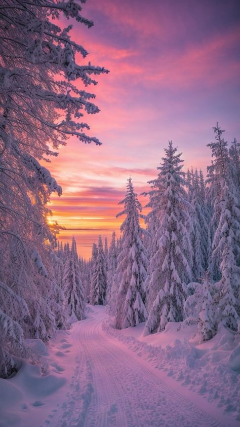 Christmas Phone Wallpaper, Winter Sunset, Pretty Landscapes, Winter Wallpaper, Winter Scenery, Winter Pictures, Pretty Wallpapers Backgrounds, Landscape Wallpaper, Winter Landscape