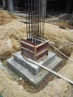 Civil Engineering Handbook, Footing Foundation, Civil Engineering Works, Concrete Foundation, Front Wall Design, Civil Engineering Construction, Metal Columns, Concrete Patio Designs, Civil Engineering Design