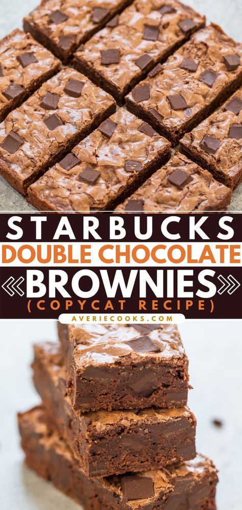 Starbucks Brownie Recipe, Homemade Brownie Recipe, Starbucks Chocolate, Desserts To Impress, Cocoa Powder Recipes, Homemade Brownie, Double Chocolate Brownies, Brownies Recipe Homemade, Copycat Starbucks