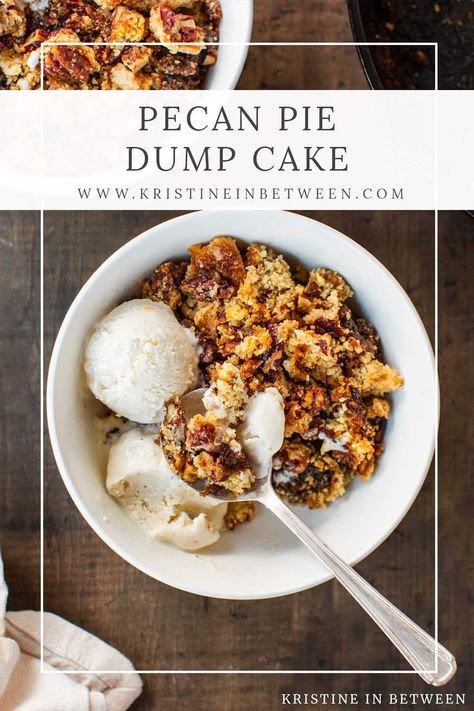 Skip the pie and make this easy pecan pie dump cake instead. It's everything you love about pecan pie—a gooey, caramel-like filling loaded with pecans, but it's topped with a buttery, crisp cake layer instead. The best part is, it's made in just one pan with minimal effort. Pecan Pie Dump Cake, Easy Pecan Pie, Pecan Filling, Free Meal Planner, Pecan Pie Easy, Simple Desserts, Baking Crafts, Gooey Caramel, Dinner Desserts