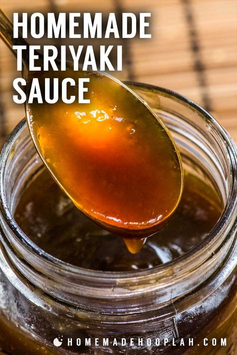 Homemade Teriyaki Sauce! Whether you love Asian-style dishes or just need a tasty sauce for dipping, this homemade teriyaki sauce is fast to make and easy to adjust to your tastes. | HomemadeHooplah.com Canned Teriyaki Sauce, Easy Homemade Teriyaki Sauce, Sweet Teriyaki Sauce Recipe, Teryokie Sauce, Home Made Teriyaki Sauce, Diy Teriyaki Sauce, Homemade Teriyaki Sauce Easy, Teriaki Sauce, Teriyaki Sauce Easy