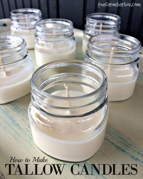 Lard Candles, Homemade Tallow, Make Tallow, Tallow Recipes, Tallow Recipe, Wax Crafts, Tallow Candles, Tallow Soap, Homemade Candle