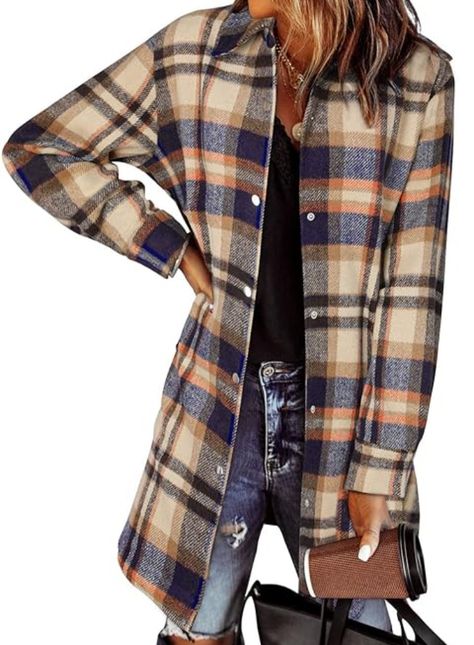 Color Block Plaid Shacket Jacket Womens Fall Fashion 2023 Outfits Long Sleeve Button Down Flannel Shirts Coats Clothes Fashion Outfits, Fall Clothes For Women, Style Flannel, Plaid Shacket, Womens Jackets Casual, Flannel Shirts, Flannel Women, Fall Clothes, Casual Vest