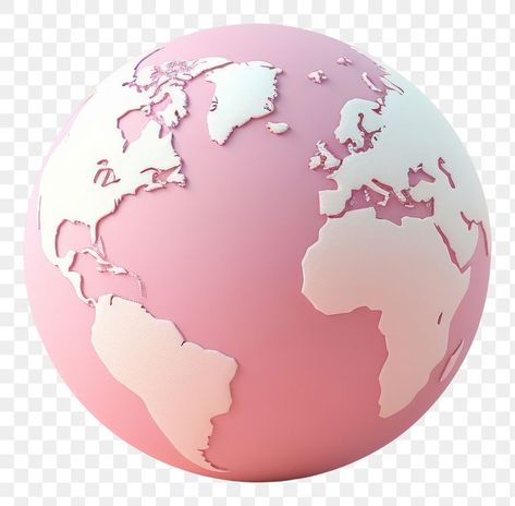 Planet Earth Aesthetic, Globe Aesthetic, Pink Globe, Pink Earth, Planet Planet, 3d Globe, World Png, Earth 3d, Pink Planet