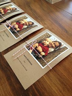 Simple homemade Christmas cards with a photo and baker's twine. Photo Cards Diy, Diy Holiday Cards, Photo Layout, Homemade Christmas Cards, Christmas Tradition, Navidad Diy, Xmas Card, Holiday Planning, Diy Christmas Cards