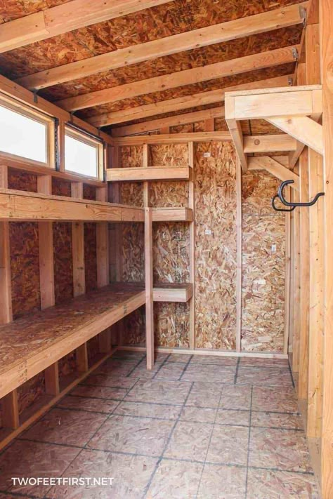 Build Storage Shelves, Shed Shelving, Building A Storage Shed, Storage Shed Kits, Storage Shed Organization, Diy Storage Shed, Shed Organization, Backyard Storage, Large Sheds