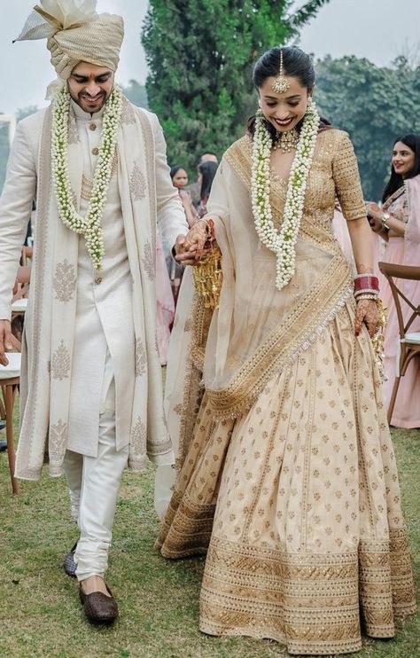 Bride And Groom Indian Wedding Outfit, Sabyasachi Bridal Lehenga, Groom Indian Wedding Outfits, White Saree Wedding, Engagement Dress For Groom, Sabyasachi Lehenga Bridal, Sabyasachi Bridal, Sherwani For Men Wedding, Insta Account