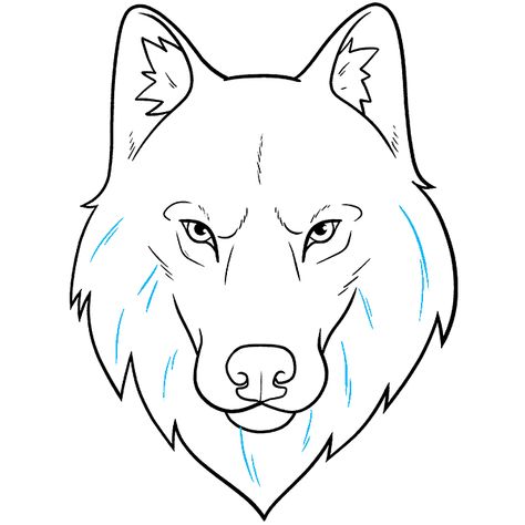 Wolf Head and Face step-by-step drawing tutorial: step 11 Cartoon Wolf Drawing, Very Easy Drawings, Simple Zentangle Patterns, Wolf Head Drawing, Wolf Face Drawing, Simple Zentangle, Wolf Drawing Easy, Draw A Wolf, Easy Fish Drawing