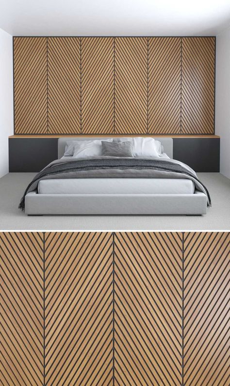 Wood Slat Ceiling, Wall Behind Bed, Wood Feature Wall, Wooden Accent Wall, Accent Wall Design, Wooden Wardrobe Design, Wood Wall Design, Wood Accent Wall, Accent Wall Bedroom