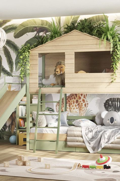 Jungle Bedroom Kids, Explorer Bedroom, Jungle Bedroom Theme, Jungle Theme Rooms, Kids Jungle Room, Ideas For A Bedroom, Jungle Themed Bedroom, Girls Bedroom Sets, Jungle Bedroom