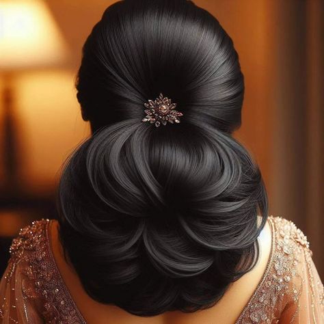 Hair Styles Clips, Anime Hairstyle, Hair Style On Saree, Big Bun Hair, Long Hair Ponytail, Rapunzel Hair, Big Bun, Front Hair, Creative Hair