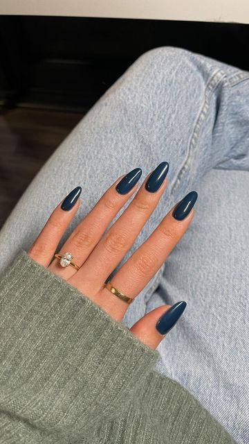 Indigo Color Nails, Dark Spring Nails 2024, Dark Shade Nails, Nail Color Inspo 2024, Dark Nail Colours, Nails Inspiration One Color, Fall Nails Basic, January Nails 2024, Nails One Color Simple