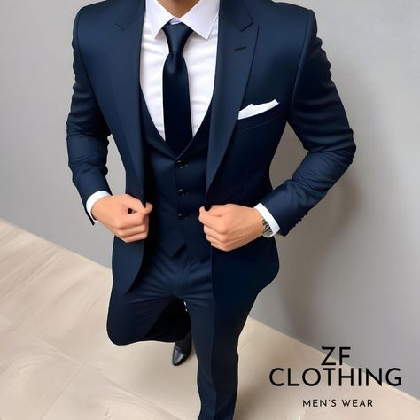 Navy Blue 3 Piece Suit, Coat Suit For Men, Navy Blue Suit Men, Blue 3 Piece Suit, Blue Prom Suit, Suits Formal, Blue Suit Men, Tailored Suit, Navy Blue Suit