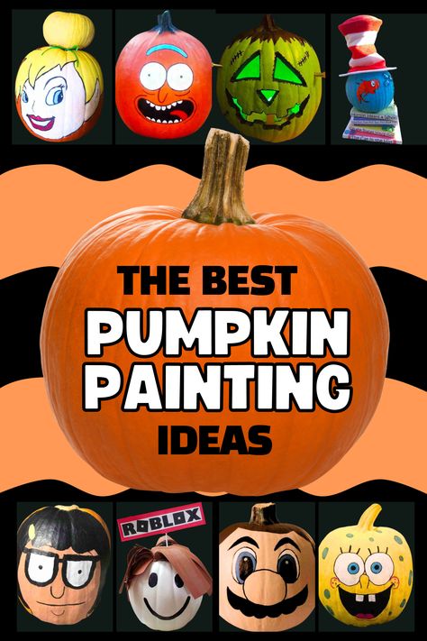 Halloween Pumpkin Painting Ideas Painting Pumpkins For Halloween, Pumpkin Paintings Ideas Halloween, It Painted Pumpkin, Cute And Easy Things To Paint On Pumpkins, Paint Ghost Pumpkin, Diy Paint Pumpkins, Oblong Pumpkin Painting Ideas, Jack O Lantern Painting Ideas, Jackolantern Painting Ideas