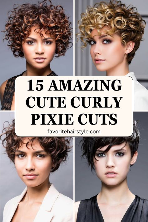 Cute Curly Pixie Cuts have become a standout trend in recent years, offering a fresh and fashionable take on the classic pixie cut. Trendy Short Curly Hairstyles, Fine Curly Pixie Haircut, Womens Short Curly Hair, Short Pixie Haircuts For Curly Hair, Short Curly Haircuts Pixie, Wavy Hair Pixie Cut, Curly Pixie Cuts Round Face Curls, Short Curly Pixie Haircuts, Short Curly Pixie Hairstyles