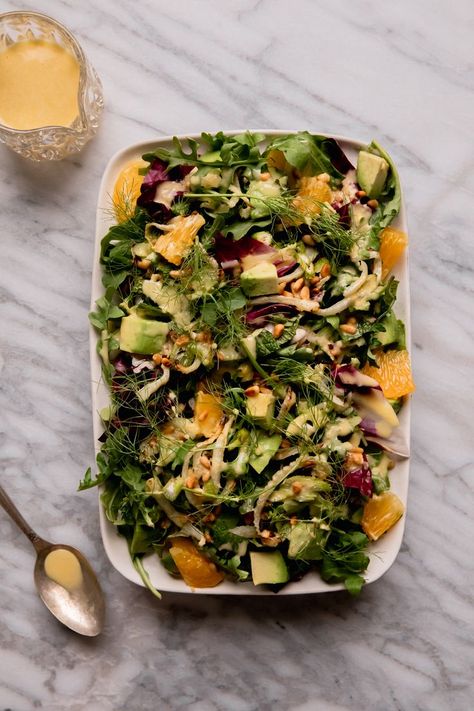 roasted fennel salad with orange champagne vinaigrette Roasted Fennel Salad, Fresh Summer Recipes, Orange Champagne, Stomach Rumbling, Dairy Free Cooking, Champagne Vinaigrette, Radicchio Salad, Local Pizza, Roasted Fennel