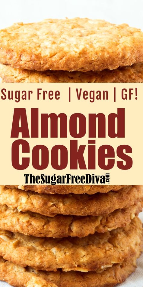 Sugar Free Cookie, Gluten Free Sugar Free Recipes, Sugar Free Cookie Recipes, Dolce Poche Calorie, Sugar Free Baking, Almond Flour Cookies, Sugar Free Cookies, Slow Cooker Desserts, Sugar Free Vegan