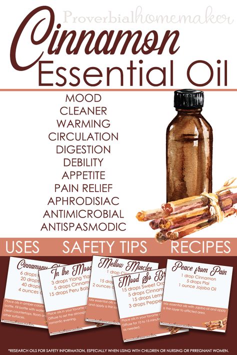 Best uses for Cinnamon essential oil including safety information, recipes, and more! Cinnamon Essential Oil Benefits, Uses For Cinnamon, Essential Oil Roller Bottle Recipes, Diy Natural Remedies, Ways To Use Essential Oils, Essential Oils Lavender, Cinnamon Benefits, Essential Oil Education, Essential Oil Safety