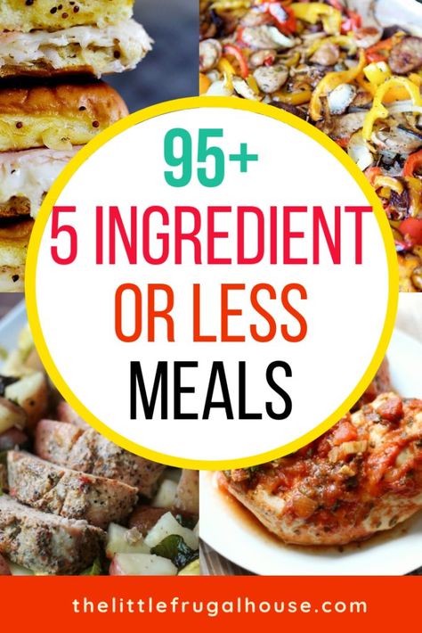 Plan some easy meals this week with these 5 ingredient or less meals. Save money on food, make quick and easy meals, and get dinner on the table fast. These 95 yummy meals all have 5 ingredients or less! 5 Ingredient Or Less Recipes, Halloween Food Dinner, Dinner Quick, Halloween Food Appetizers, 5 Ingredient Dinners, Cheap Dinner Recipes, Dinner Easy, Easy Cheap, Healthy Low Carb Recipes