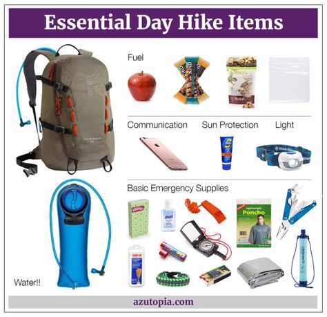 Day Hike Essentials, Hike Essentials, Hiking Day Pack, Hiking Supplies, Hiking Hairstyles, Hiking Tattoo, Hiking Food, Day Hiking, Hiking Pack