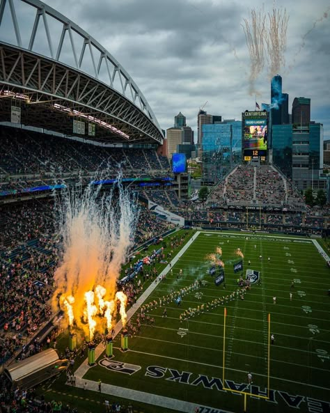 Lumen Field Seattle, Nfl Games Aesthetic, Nfl Game Aesthetic, Superbowl Stadium, Nfl Football Field, Nfl Aesthetic, Sports Announcer, Lumen Field, College Life Aesthetic