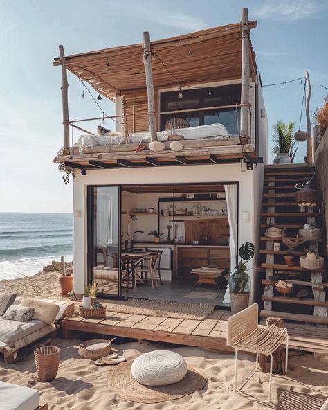 ➖ @rania.jalh I need this kind of peace 🌴 Which one’s your favourite? Credit: tinyhouseperfect Houses On The Beach, Boho Beach House, House Flippers, Tiny House Nation, Beach Cabana, Door Design Modern, Surf Shack, Beach Shack, Beach Bungalows