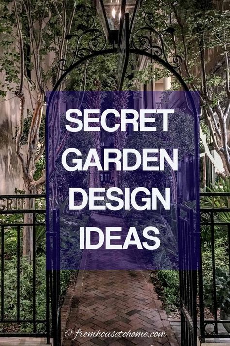 Lots of beautiful ideas for creating a secret garden room in your own backyard. A wrought iron gate looking into a courtyard is something I would love to have in my garden. Secret Garden Design, Secret Garden Door, Magical Backyard, Secret Garden Ideas, Charleston Gardens, Shade Garden Design, Relaxing Backyard, Decks And Patios, Backyard Shade