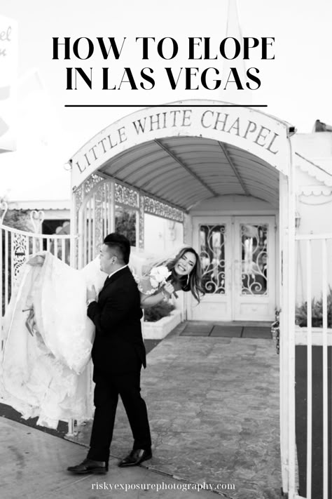 Ultimate Las Vegas Elopement Guide | Little White Chapel Elopement | Las Vegas Photographer | Planning your Las Vegas elopement doesn’t have to be hard! In fact, it’s very easy! Check out this guide which will go over Las Vegas elopement chapels, how to get your marriage license, marriage requirements, along with some epic Las Vegas elopement photography! ;) Book Kyra as your Las Vegas elopement photography at riskyexposurephotography.com! Little White Wedding Chapel Las Vegas, Little White Chapel Vegas, Vegas Chapel Wedding, Eloping In Vegas, Las Vegas Marriage, Little White Chapel Wedding, White Chapel Wedding, Vegas Elopement Ideas, Vegas Chapel