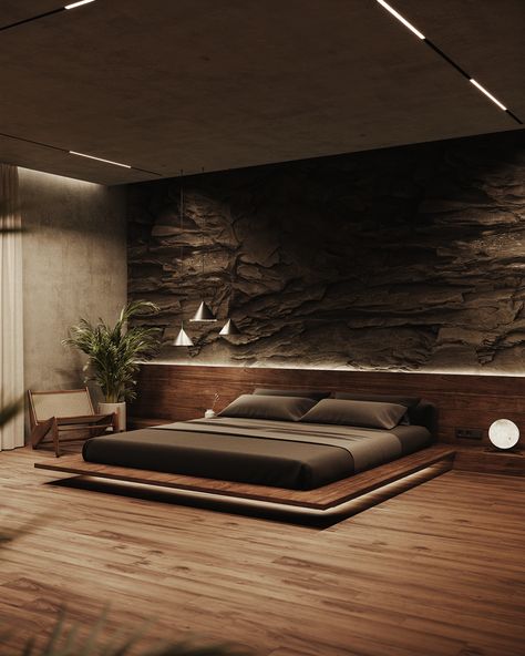 Natural Bedroom Design, Simple Bed Designs, Black Bedroom Design, Unique Bedroom Design, Natural Bedroom, Zen Bedroom, Bedroom Interior Design Luxury, Wooden Bed Design, Bed Design Modern