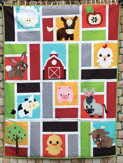 Applique Baby Quilt Patterns & Kids Quilt Designs - Page 1 Farm Animal Quilt Blocks Free Pattern, Farm Animal Quilt Patterns Free, Farm Quilts Ideas, Animal Quilt Patterns Free, Cow Quilt Pattern, Animal Applique Patterns, Applique Quilt Patterns Free, Farm Animals Quilt, Animal Quilt Patterns