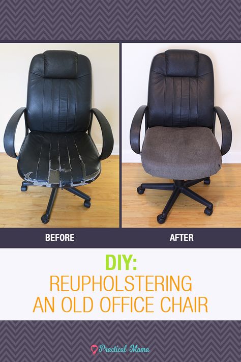 Give the old office chair a new life by reupholstering it with easy to follow step by step picture tutorial. If your office chair is structurally in good shape but the upholstery is falling apart, this diy makeover will transform it into a perfectly functional good looking one. We will show you how to beef up the filling and reupholster it. Reclaim your tired furniture from landfill while saving money. Reupholster Office Chair, Recover A Chair, Diy Chair Cushions, Office Chair Makeover, Classic Office Furniture, Couches And Sofa, Office Chair Diy, Recovering Chairs, Reupholster Chair Dining