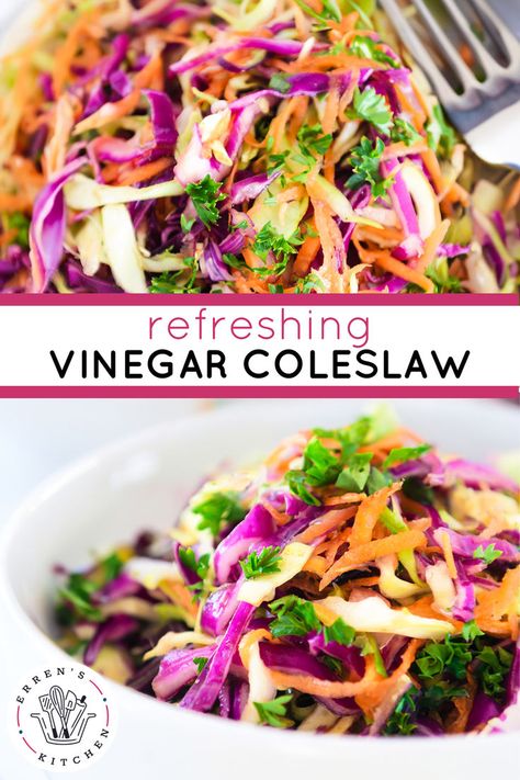 This Vinegar Coleslaw is a refreshing and tangy side dish that adds a burst of flavor to any meal. Made with fresh cabbage, grated carrots, and a zesty vinegar dressing, it offers a satisfying crunch and vibrant colors. Try this tangy twist on coleslaw! This refreshing Vinegar Coleslaw recipe is perfect for a summer bbq!


See errenskitchen.com for easy, delicious, and even quick recipes for breakfast, lunch, dinner, and desserts! Quick Coleslaw Recipe, Coleslaw Vinegar, Bbq Coleslaw Recipe, Coleslaw Recipe Vinegar, Vinegar Based Coleslaw, Bbq Coleslaw, Vinegar Based Coleslaw Recipe, Vinegar Coleslaw Recipe, Quick Coleslaw