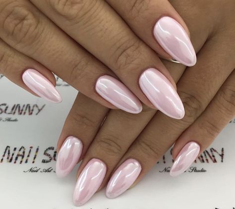 Pink Chrome Nails, Medium Almond, Pearl Nails, Her Nails, Elegant Nails, Fire Nails, Dream Nails, Chic Nails, Valentine's Day Nails