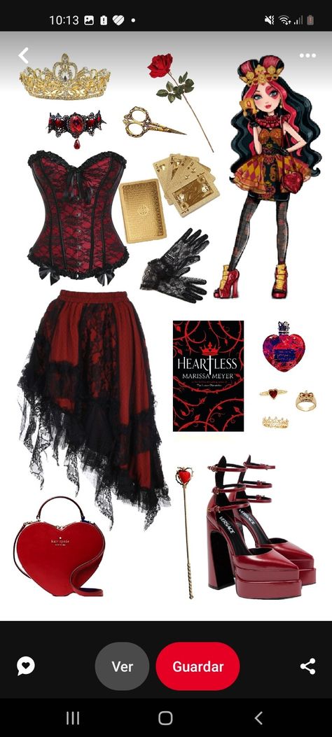 Queen Of Hearts Costume Rave, Queen Of Hearts Tim Burton, Queen Of Hearts Cosplay Diy, Queen Of Hearts Rave Outfit, Queen Of Hearts Aesthetic Outfits, Queen Of Hearts Inspired Outfits, Queen Of Hearts Costume Ideas, Queen Of Hearts Costume Diy, Spooky Fits