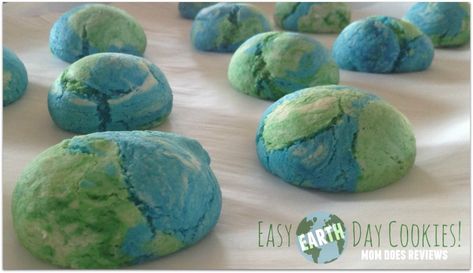 Earth Day is April 22nd If you are looking for an easy recipe that can be made without a hand or stand mixer this is it! This recipe requires only a cake mix, melted butter, one egg, and food coloring - all of which can be stirred with a wooden spoon inside one (or two) small mixing bowls. It is so easy that my four year old made these cookies (with a little help, of course). This is a common cake mix cookie recipe and is our go-to snack around the house. Melt 6 tablespoons of butter and beat on Earth Day Cake, Earth Day Cookies, Cake Mix Cookie Recipe, Earth Day Facts, Cookies With Cake Mix, Earth Day Printables, Earth Day Images, Diy Beeswax Wrap, Oreo Dirt