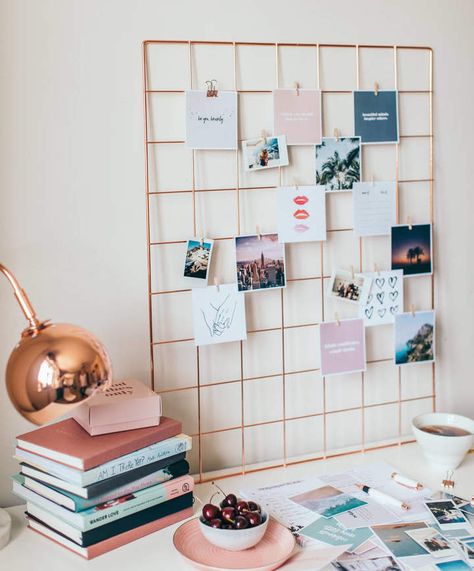 The Inspired Stories Rose Gold Wall Grid/ Inspiration Board/ Wall Decor Room Decor Bedroom Rose Gold, Grey Room Decor, Rose Gold Room Decor, Rose Gold Rooms, Black Room Decor, Wall Grid, Teenage Room Decor, Gold Room Decor, Silver Room