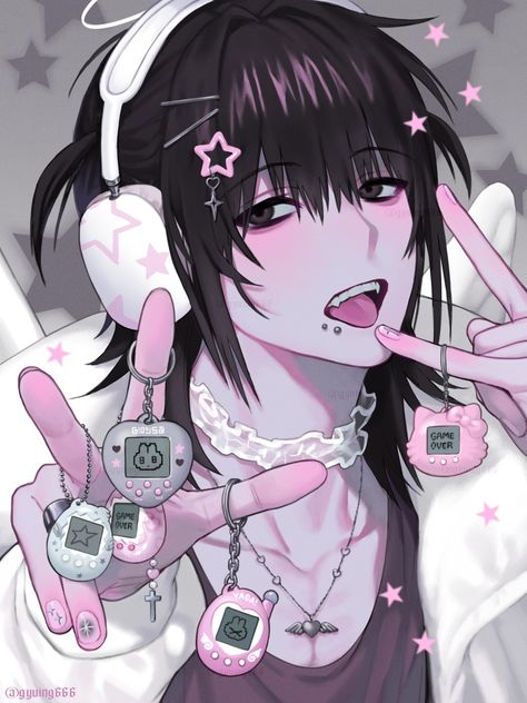 Goth Boy Art, Emo Boy Art, Yami Kawaii Art, L Icon, Kawaii Boy, Goth Boy, L Lawliet, Boy Drawing, Yami Kawaii