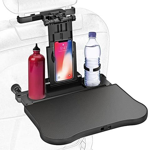 [CAR SEAT BACK TRAYS] This creative car table tray will let you eat, work, and study in the car freely just as home,no more misplacing food,working on your laps and studying on the seat cushions!Get this car seat travel tray, release your hands and enjoy your road trip! [BACK SEAT ORGINAZER] The tray for car back seat can be stretched out for placing multiple items,such as laptop or tablet for working,glasses or pen for studying, pizza or snacks for dinner. Car Seat Travel Tray, Car Seat Tray, Travel Tray, Car Table, Micro Camper, Laptop Tray, Console Organization, Lap Desk, Eating Food