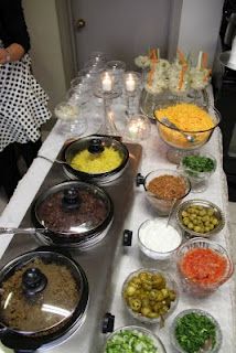 mastini bar - but, wait, what if we did a taco or nacho bar at the park? We LOVE tacos! Mashtini Bar, Tacobar Party, Mashed Potato Bar, Taco Bar Party, Party Food Bars, Baked Potato Bar, Mash Potato, Nacho Bar, Potato Bar