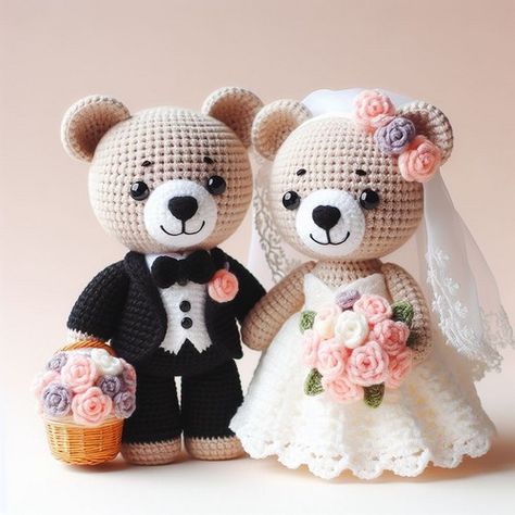 Make your big day special with our Crochet Wedding Bears Idea – an adorable, easy-to-follow amigurumi guide for memorable gifts. Amigurumi Bride And Groom Pattern Free, Wedding Teddy Bears, Crochet Wedding Bears Free Pattern, Wedding Amigurumi Free Pattern, Crochet Wedding Amigurumi, Bride And Groom Crochet Pattern Free, Crochet Wedding Gifts Free Pattern, Wedding Crochet Ideas, Crochet Wedding Ideas