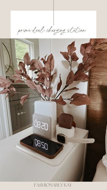 Iphone And Watch Charging Station, Bedside Table Charging Station, Bedroom Charging Station Ideas, Nightstand Charging Station Ideas, Bedside Charging Station Ideas, Clay Lights, Bedside Charging Station, Charging Station Nightstand, Charging Station Ideas