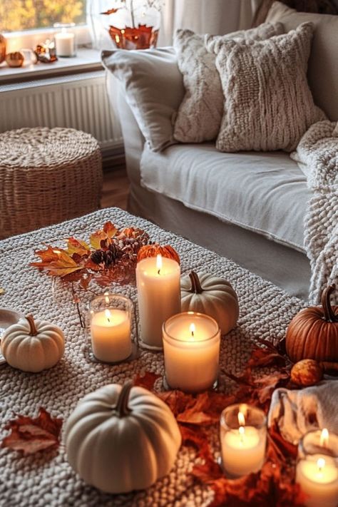 Style your coffee table with Thanksgiving-inspired decor, featuring seasonal accents and warm colors. #ThanksgivingDecor #CoffeeTableStyle #SeasonalDecor Thanksgiving Table Arrangements, Festive Decor Ideas, Thanksgiving Table Decor Ideas, Table Decor Thanksgiving, Thanksgiving Coffee, Cute Candle, Candle Arrangements, Coffee Table Decor, Cute Candles